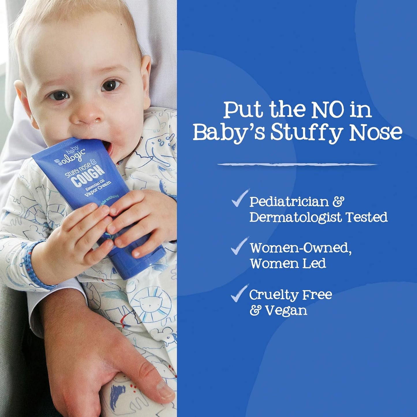 Oilogic Stuffy Nose & Cough Vapor Cream Essential Oil for Babies & Toddlers - Gentle Baby Essentials Soothe Cough and Stuffy Noses - Pediatrician-Tested & Safe for Babies, 3.5 Fl Oz