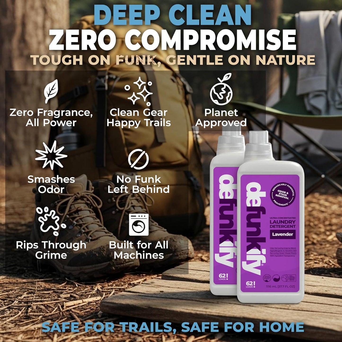 Laundry Detergent, 124 Load. 'Lavender' Essential Oil Liquid Laundry Detergent Washing Soap for Sensitive Skin. ProvenSafe™ Cleaning Supply w/Odor & Stain Remover for Outdoor Gear & All Fabrics