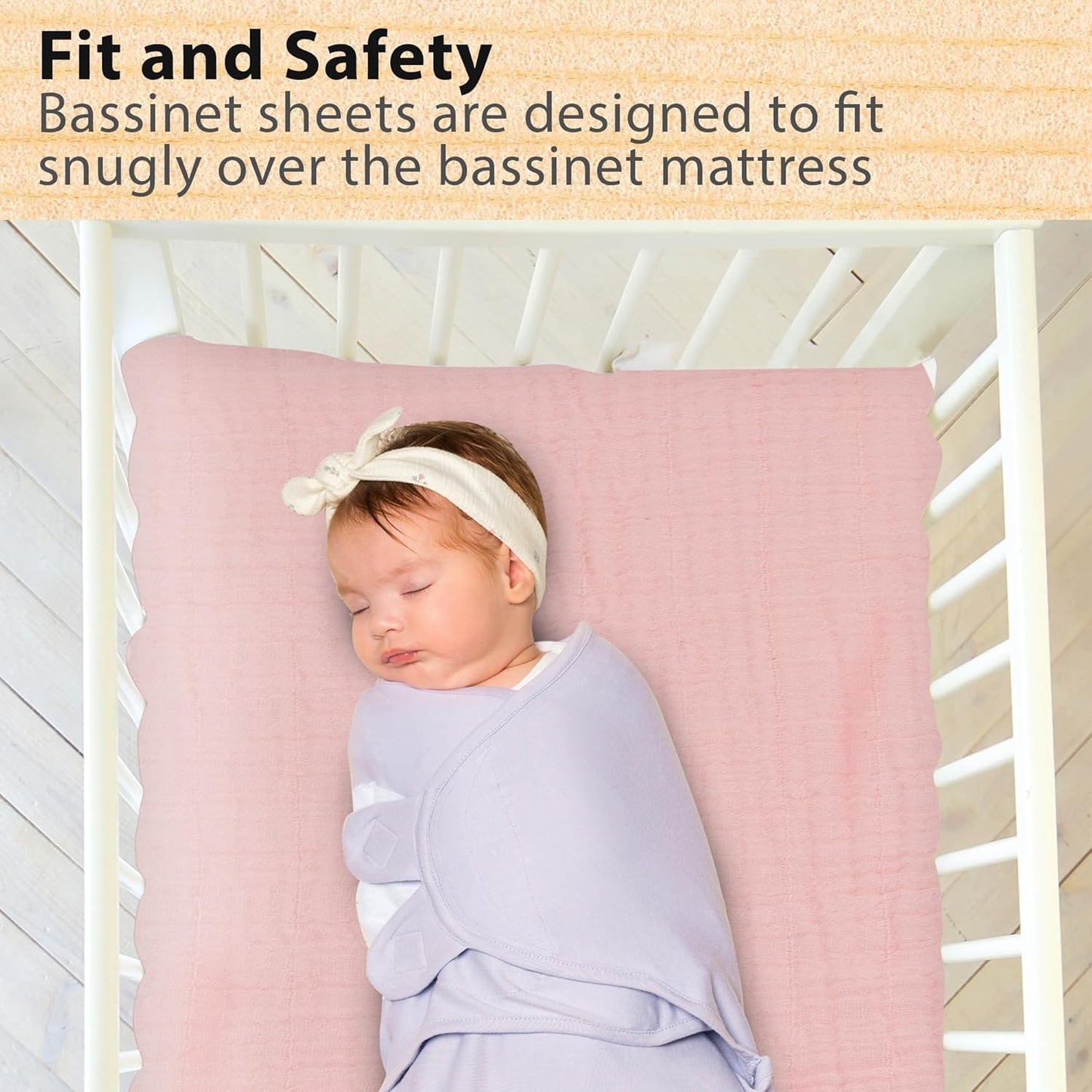3-Pack Organic Muslin Bassinet Fitted Sheets, Compatible with Halo, Snoo, Graco, Dream On Me, Delta, and Other Standard Size Bassinets - Fits Oval, Hourglass, & Rectangle Shapes (32 x 16 x 4 Inches)