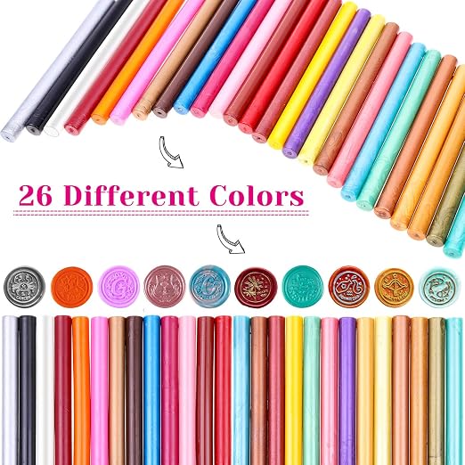 Paxcoo 26pcs Wax Seal Sticks for Stamps, Letters and Crafts