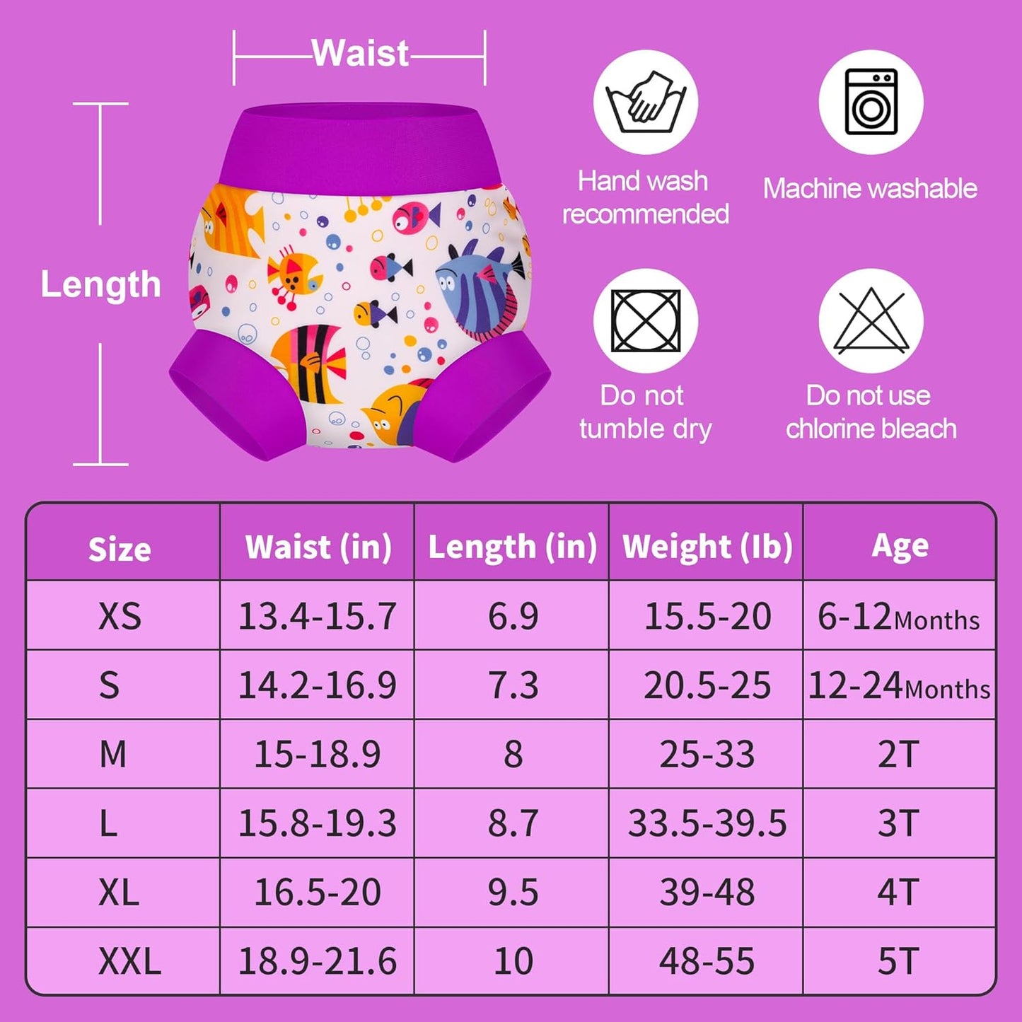 BIG ELEPHANT Baby Swim Diapers 3/6 Pack – Reusable Waterproof Diapers, Soft Breathable Swimwear for Boys and Girls
