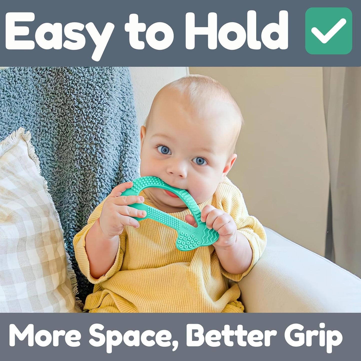 Silicone Baby Teether - Dolphin | 8 Teething Relief Textures, 100% Food-Grade, Easy to Hold & BPA Free Silicone Teethers for Babies, Baby Teething Toys, Soft Chew Toy for Babies Ages 3M+ - Baby’s Aid