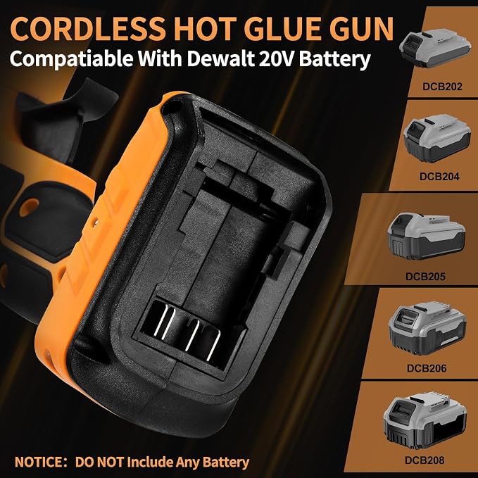 100W Cordless Hot Glue Gun for DeWalt 20V MAX Battery | Wireless Electric Power