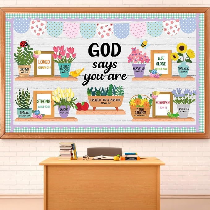 Christian Bulletin Board Set God Says You are Religious Classroom Decoration