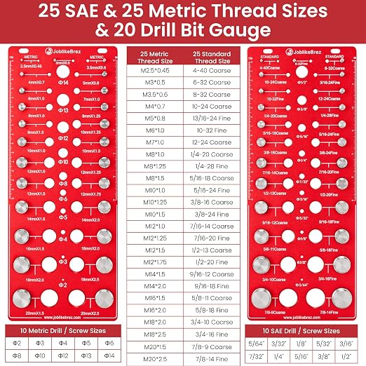 Thread Checker, 70 Nut and Bolt Thread Checker, 25 Standard & 25 Metric & 20