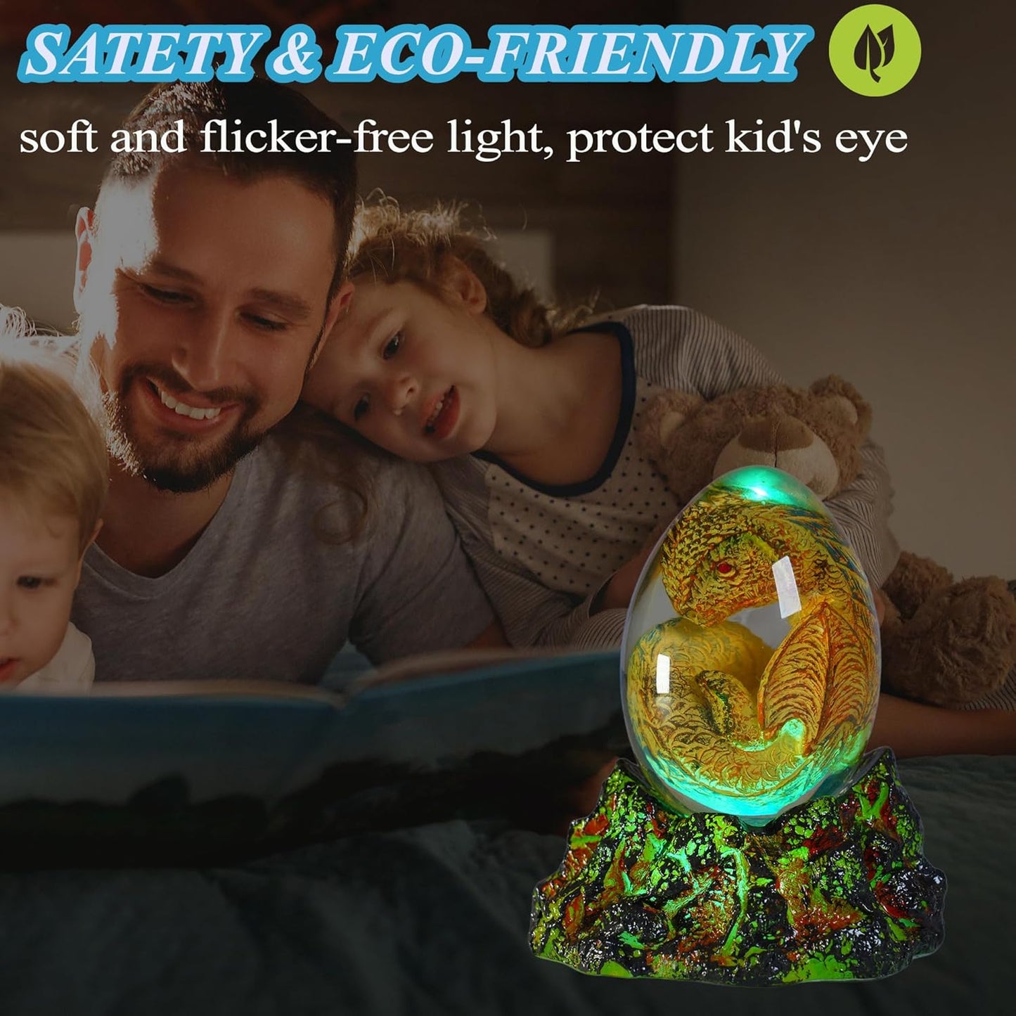 Dragon Night Light, Resin Dragons Lamp with Upgraded Volcanic Lava Base, Remote 16 Colors Flshing RGB Dimmmable for Birthday Xmas Cool Figurines Dragon Gifts for Room Decor Boys Girls