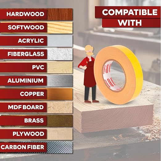 XFasten Double Sided Woodworking Tape 1 Inch x 180