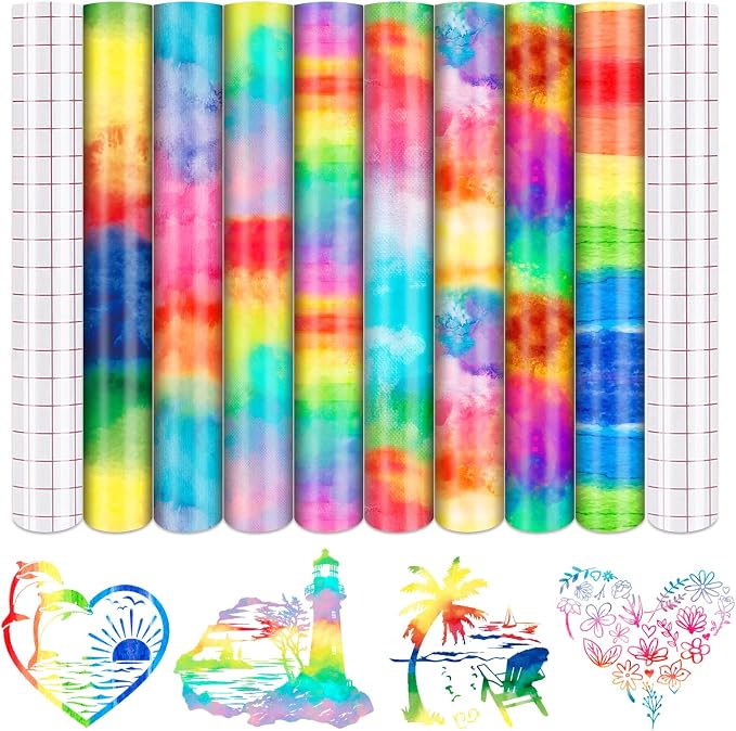Tintnut Watercolor Gradient Permanent Vinyl 8 Sheets 12x10in Adhesive Vinyl |