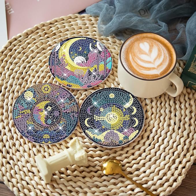 EWJRNSF 8 PCS Diamond Art Coasters Kit, Small Diamond Painting Coasters