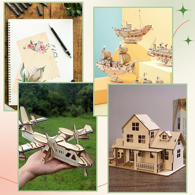 50 Pack Unfinished Wood Pieces, 4 x 6 Inch Thin Plywood Wood Squares