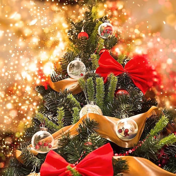 12 Pcs DIY Clear Plastic Fillable Balls Ornament, 2.36Inch Christmas Balls |