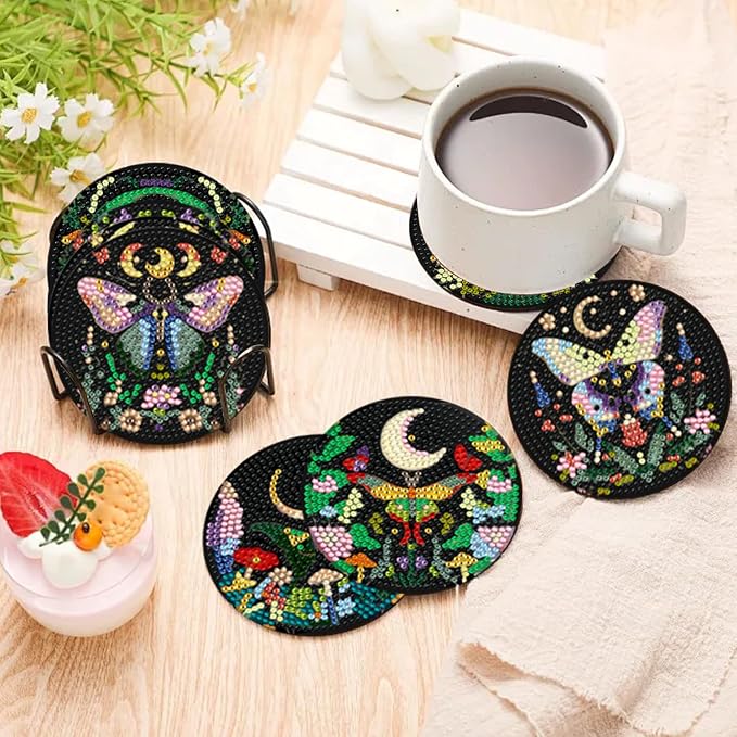 EWJRNSF 10 PCS Butterfly Diamond Art Coasters Kit