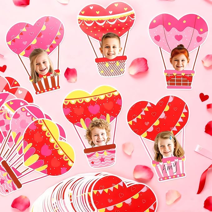 60pcs Valentine's Day Theme DIY Cutouts Hot Air Balloon Bulletin Board