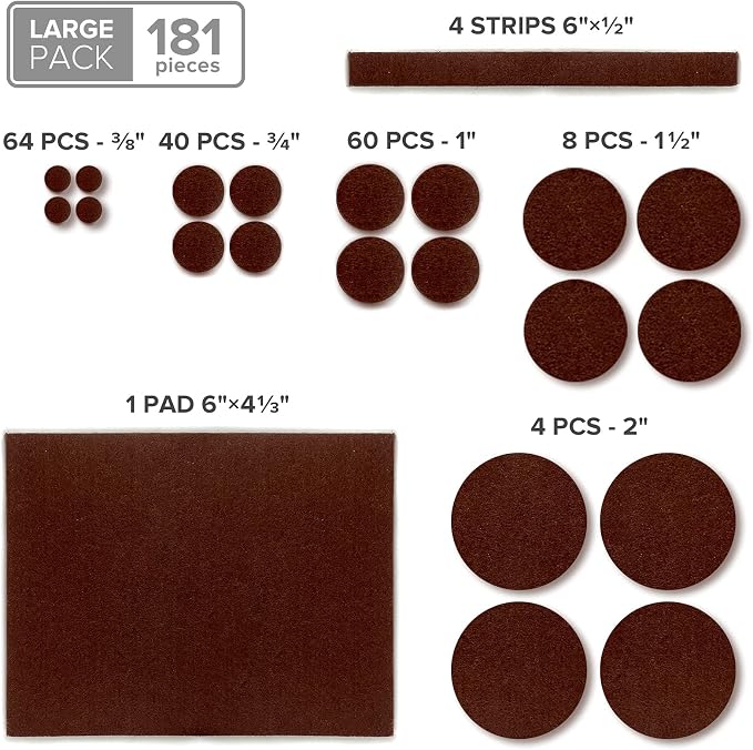 Felt Furniture Pads X-PROTECTOR 181 PCS Premium Furniture Pads