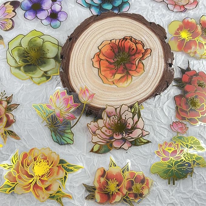 50Pcs Flower Stickers for Scrapbooking Journaling Junk Journal Scrapbook