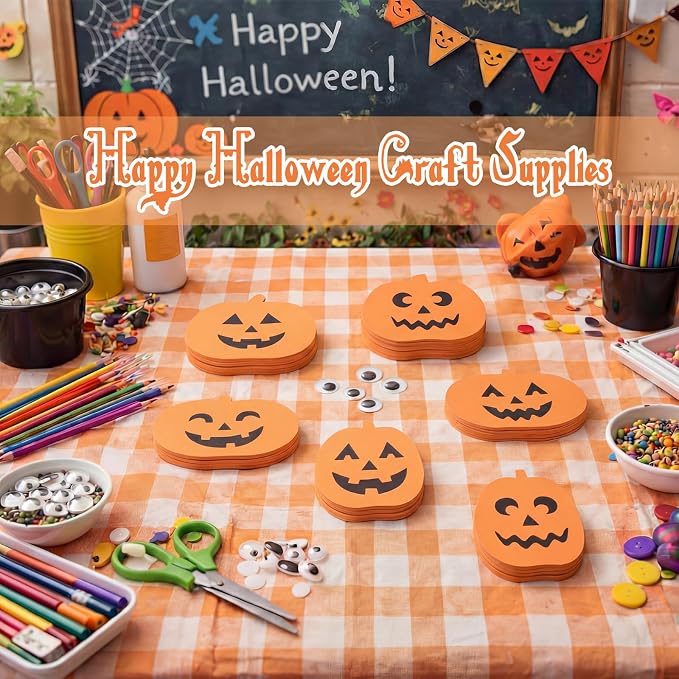 Ireer 48 Pcs Large Foam Pumpkin Cutouts 6 Inch Halloween Crafts Cutouts Fall