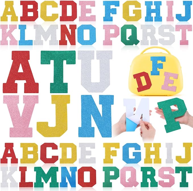 WILLBOND 52 Pcs Glitter Foam Alphabet Letters