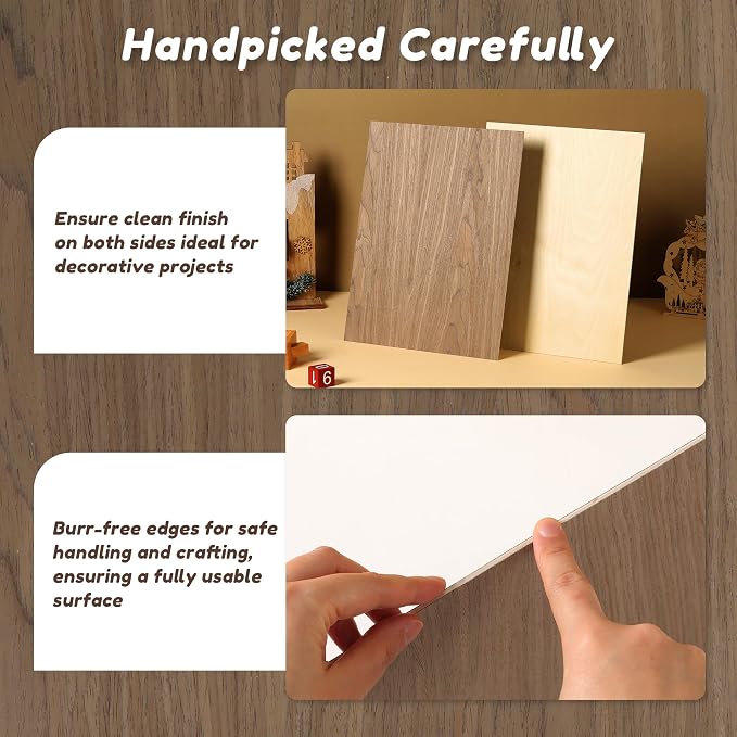 9 Pack Walnut Wood Plywood Sheets, Smooth Surface, Uniform Thickness, No Burrs