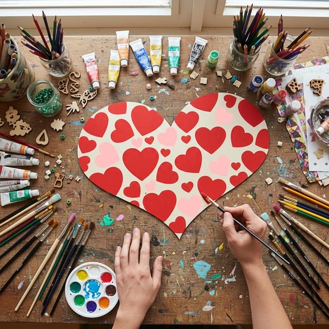 12 Pack 12 Inch Valentine Wood Heart Cutouts