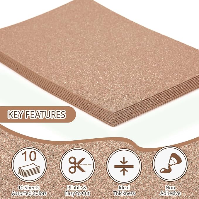10 Pack Glitter Foam Sheets Craft 8 x 12 inch | Sparkles Foam Paper