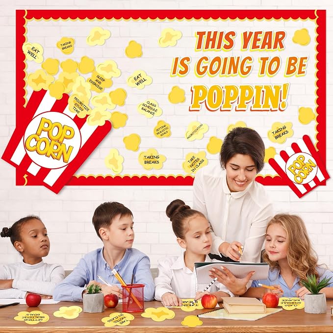 Popcorn Bulletin Board for Classroom Decorations Happy New Year Classroom