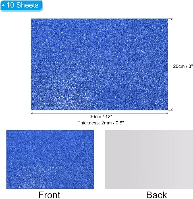 PATIKIL Dark Blue Shiny EVA Glitter Foam Sheet 11 x 8 Inch 2mm Thick