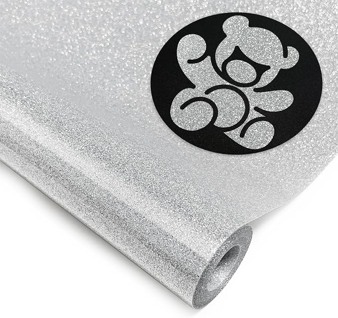 DUEUIOE Silver Glitter HTV Heat Transfer Vinyl Roll