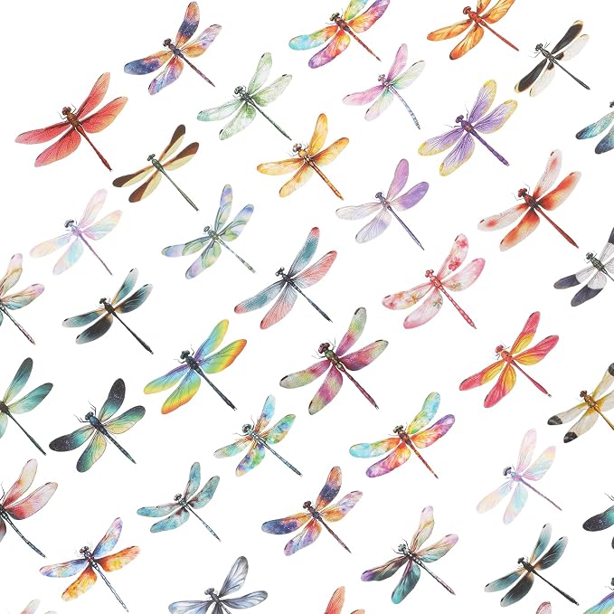50Pcs Transparent Dragonfly Stickers
