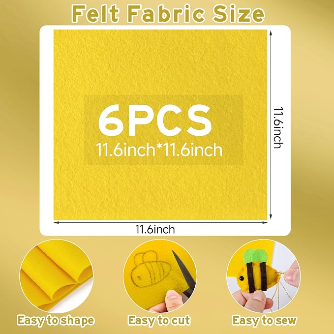 HaoFeiJH 6 Pcs Yellow Soft Felt Fabric Sheets