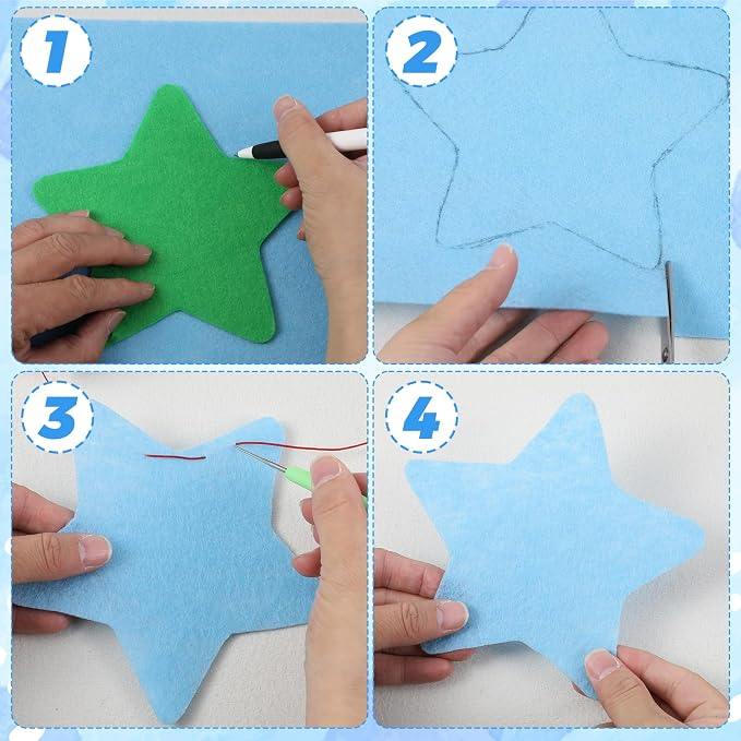Ymapinc 10Pcs Blue Felt Fabric Sheets, 8x12 Inch | Soft Craft Material
