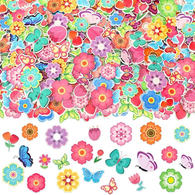 600Pcs Flower Foam Stickers Spring Butterfly Adhesive Stickers | Flower Decals