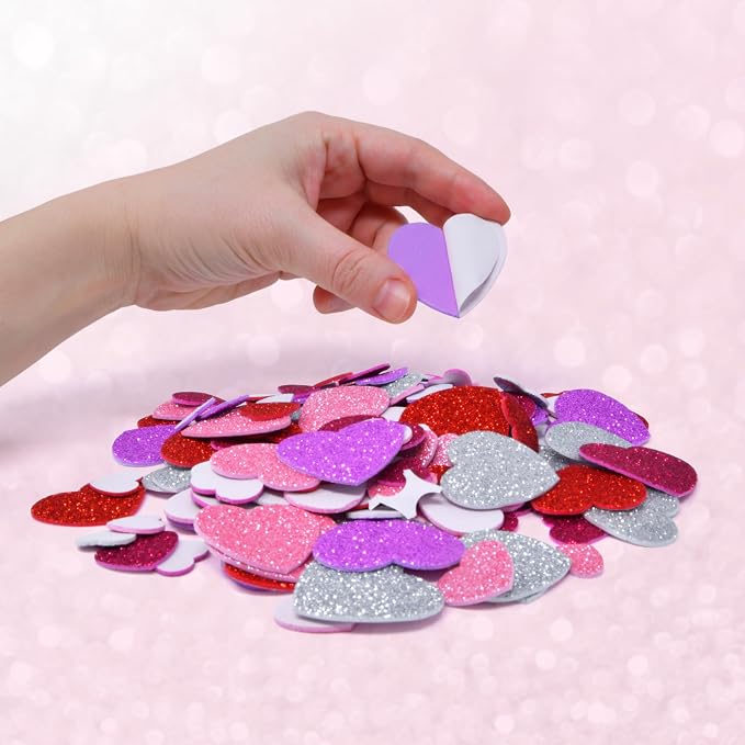 Gift Boutique Foam Heart Stickers 360 Pack Glitter & Matte Self Adhesive EVA