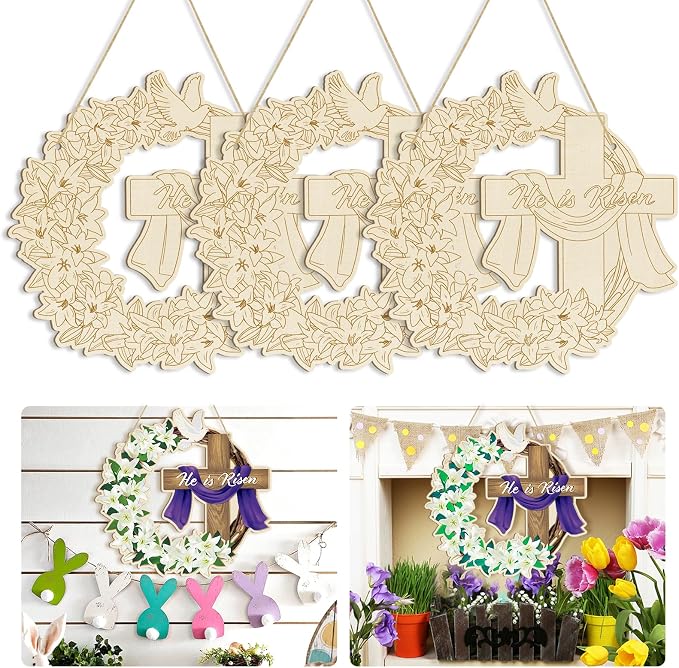 Large Size 12" Wooden Easter Ornaments to Paint, Wooden DIY Blank Unfinished