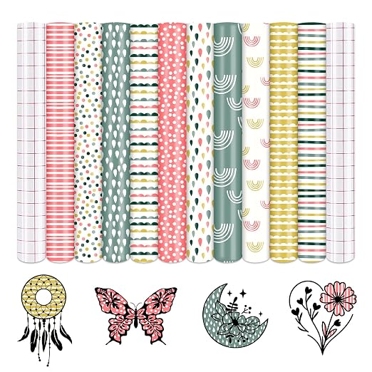 Tintnut Rainbow Stripe Permanent Vinyl 10 Sheets 12x10in Adhesive Vinyl | Boho