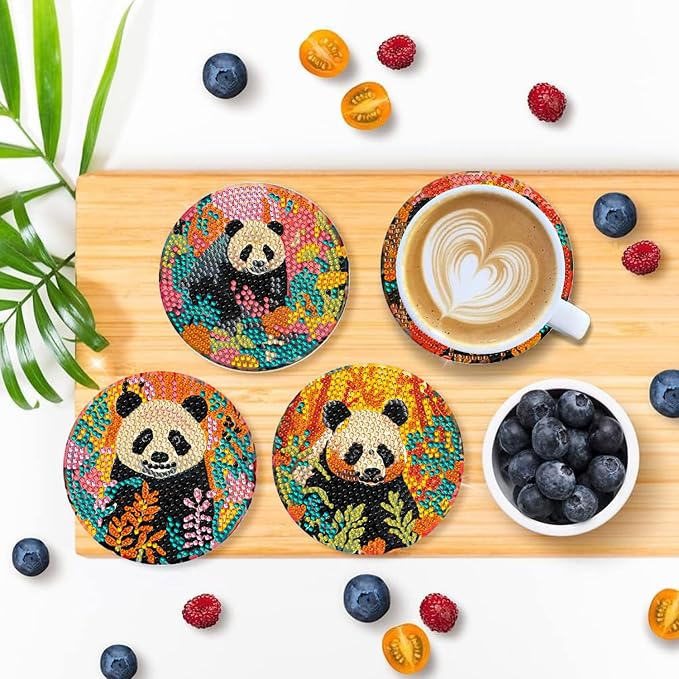 EWJRNSF 8 PCS Diamond Art Coasters Kit, Small Diamond Painting Coasters