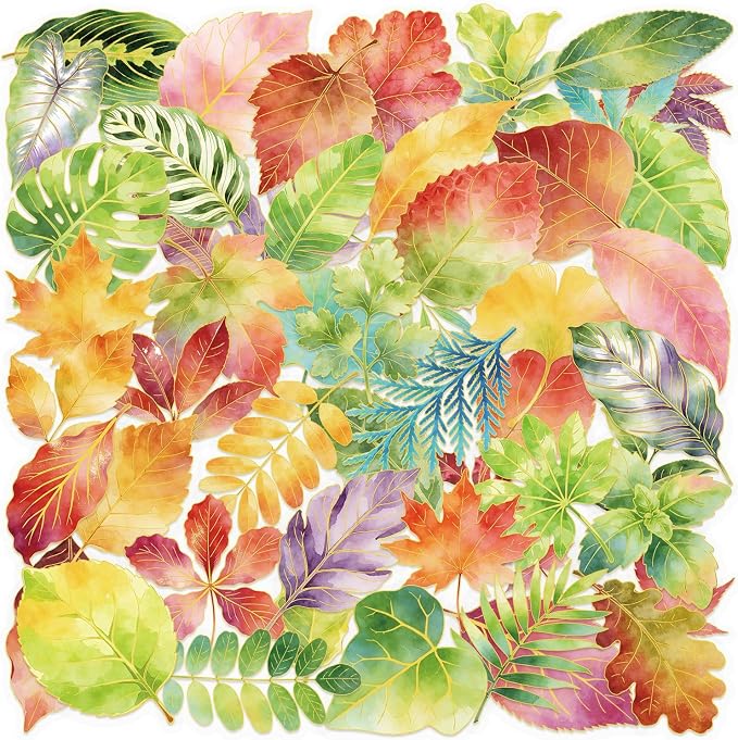 50Pcs Natural Leaves Stickers for Scrapbooking Journaling Junk Journal Supplies