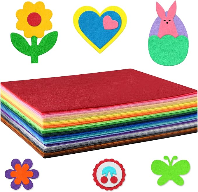 Morcheiong 50 Pcs Felt Fabric Soft Felt Fabric Sheet