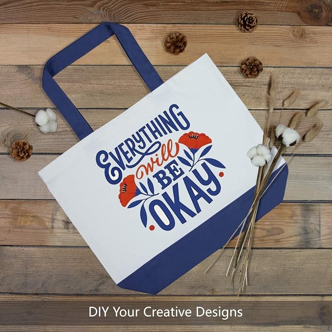 TOPDesign 6-Pack Super Strong Large 12oz Cotton Canvas Tote Bag, Reusable