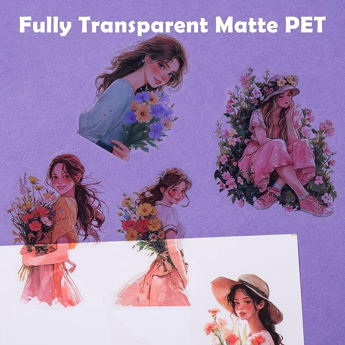 JOYCHOIC Scrapbook Stickers Set, Junk Journal Supplies, PET Transparent