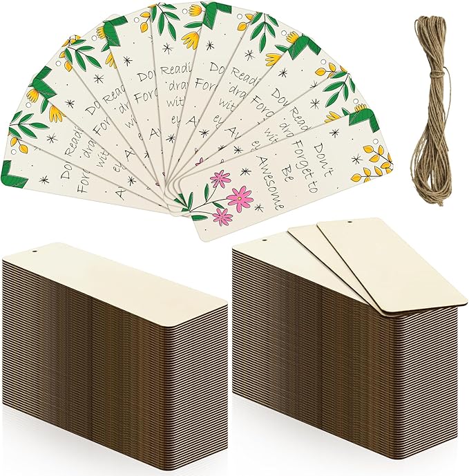 50 Sets 6 x 2 Inch Large Size Wooden Bookmarks