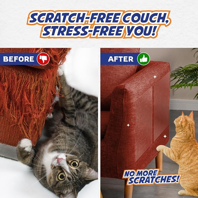 25 Pack Cat Scratch Furniture Protector Tape Sheets, Double-Sided Sticky