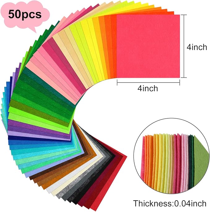 Morcheiong 50 Pcs Felt Fabric Soft Felt Fabric Sheet