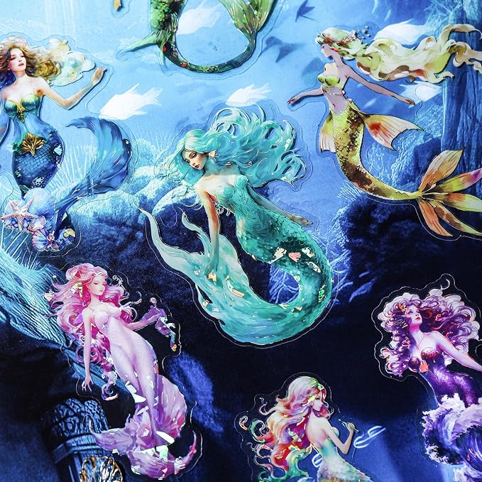 Yoksas Holographic Shiny Fantasy Mermaid Big Stickers