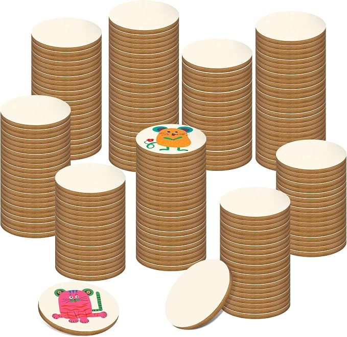 200 Pieces Round Wood Circles for Crafts