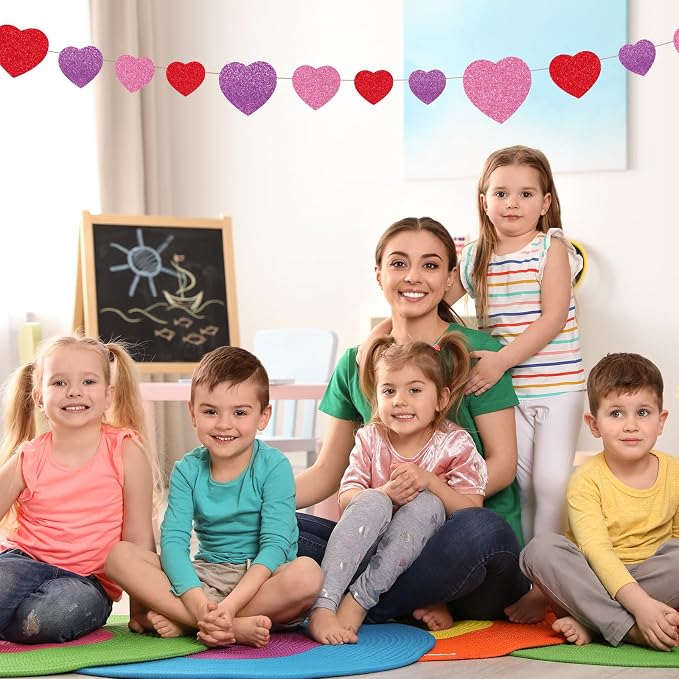 JarThenaAMCS 45Pcs Valentine's Day Glitter Heart Paper Cut-Outs