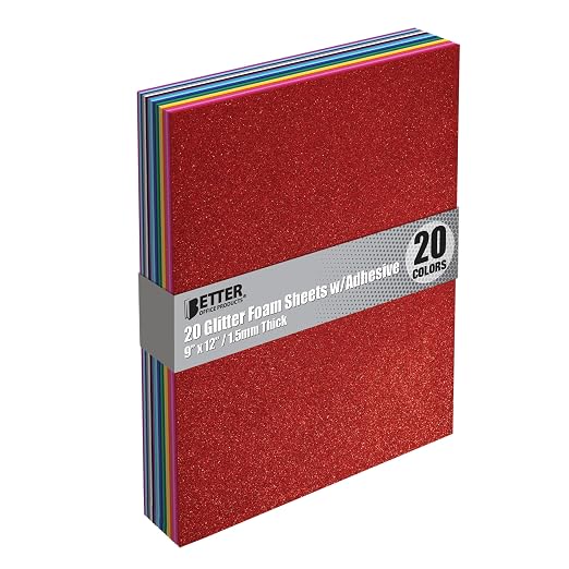 Better Office Products 20 Pack Glitter Foam Sheets
