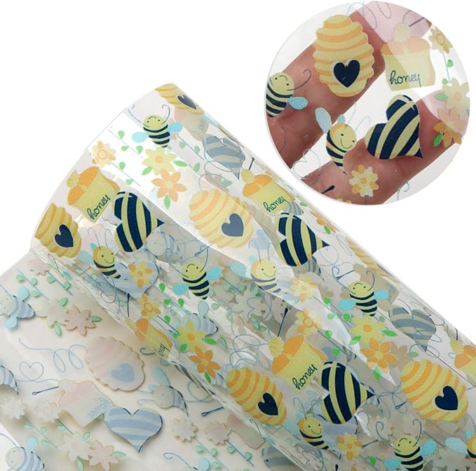 Transparent PVC Printed Faux Leather Roll 11.8" x 47.2" Synthetic Leather