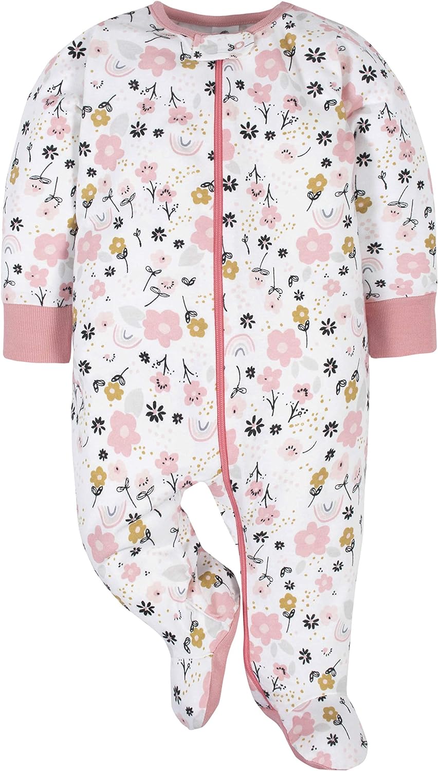 Gerber Baby Girls 4 Pack Sleep 'N Play Footie