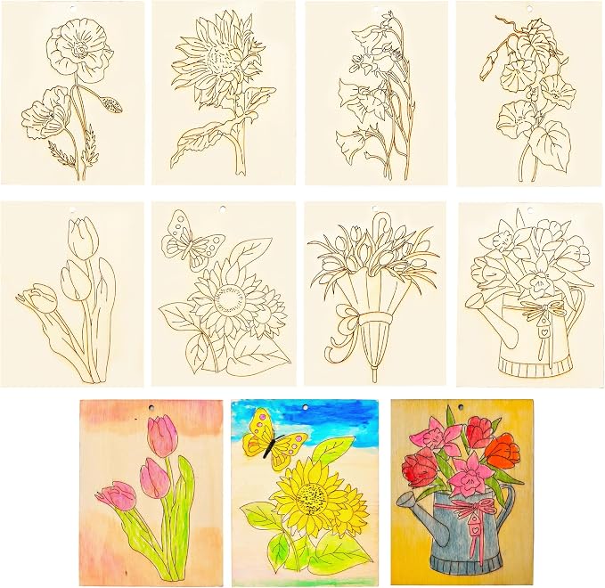 Piatoeke 16PCS 5.9×4.7in Unfinished Wood Craft to Paint, Fun Things to Paint