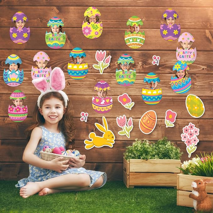 60pcs Easter Egg Theme Cutouts Easter Bulletin Board Decorations Spring Egg